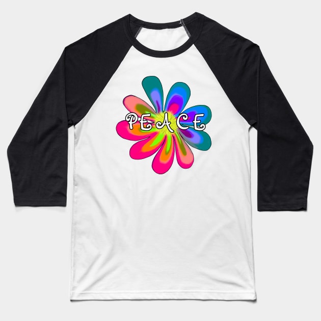 Peace Flower Baseball T-Shirt by 2HivelysArt